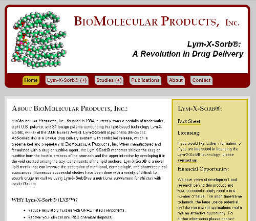 BioMolecular Products website snapshot