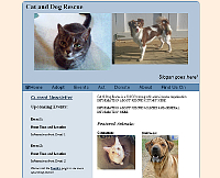 Sample Cat & Dog Rescue website snapshot