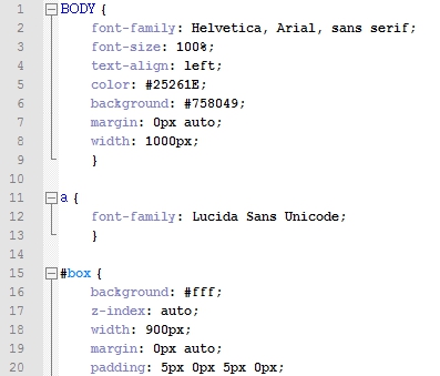 Image of website code written line by line