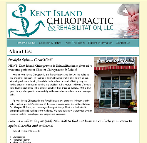 Kent Island Chiropractic website snapshot