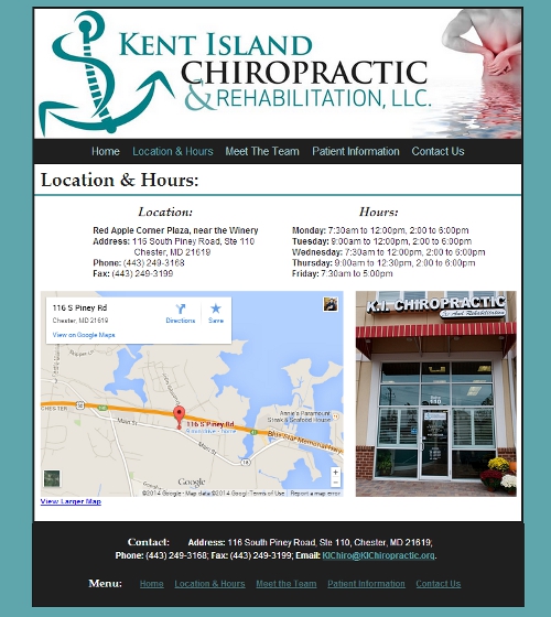 Kent Island Chiropractic website snapshot