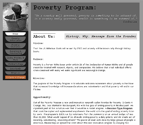 Poverty Program website snapshot